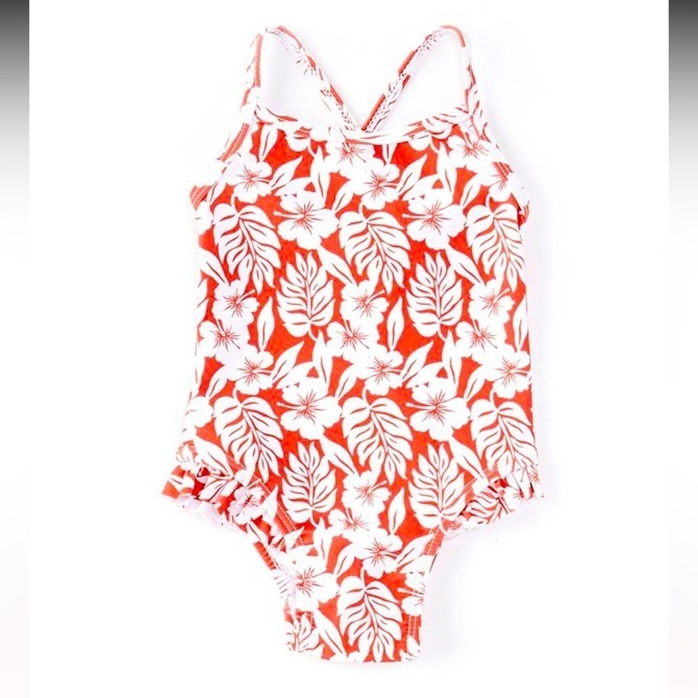 Starting Out
Girls 24 Months Crossbody Back Hibiscus Print One-Piece Swimsuit